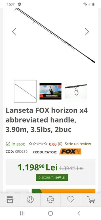 Set 4 lansete longcast fox horizon x4 13ft 3,5lb