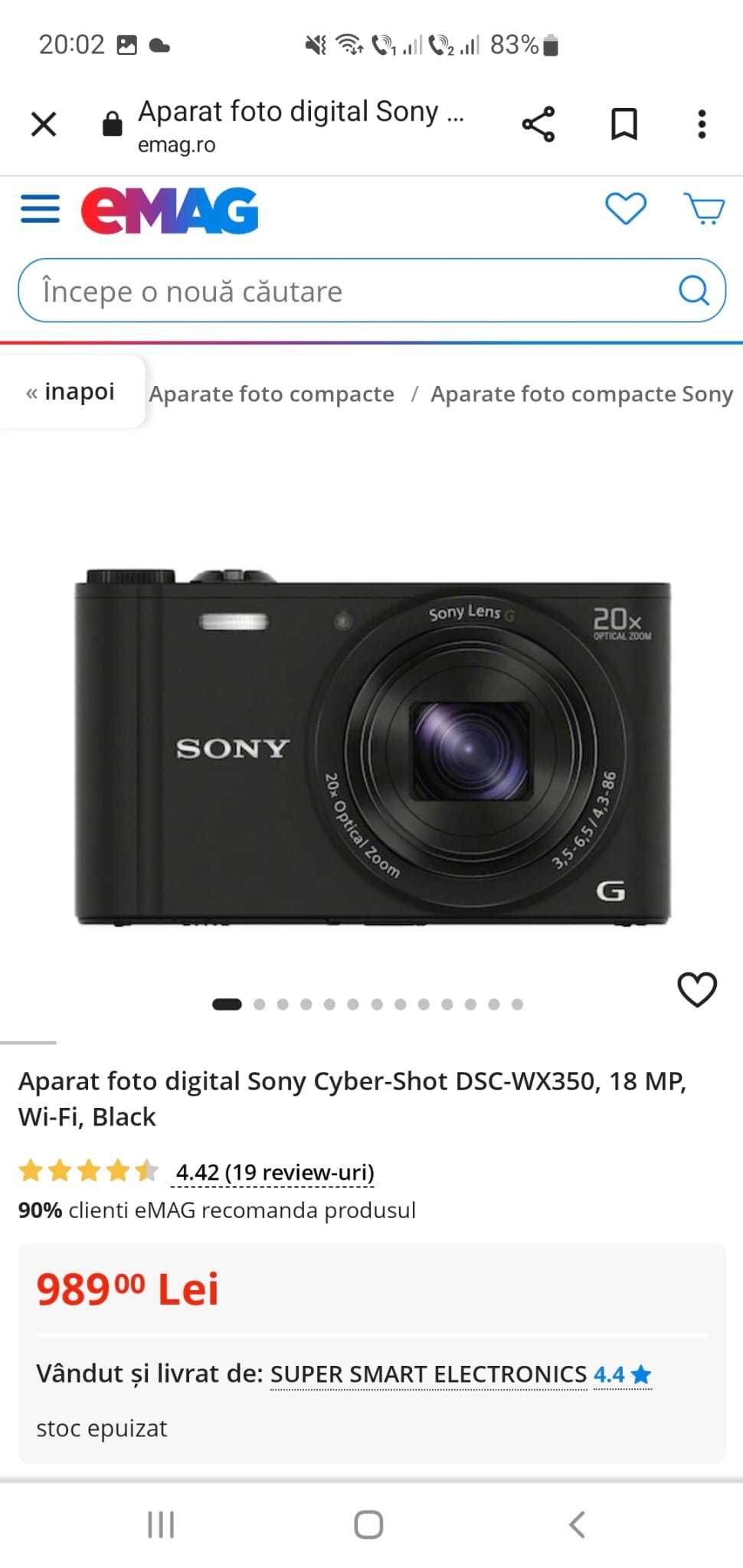 Vand camera Sony Noua neutilizata