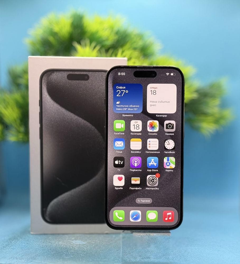 ГАРАНЦИОНЕН!!! Apple iPhone 15 Pro, 128GB, 5G, Black Titanium