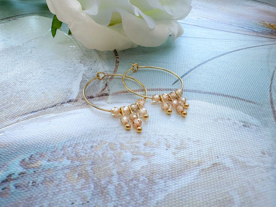 Ръчно изработени обеци Халки от Неръждаема стомана с Цирконий