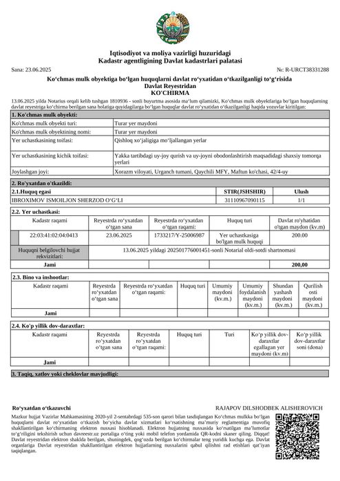 Joy o'rin uy qurish uchun