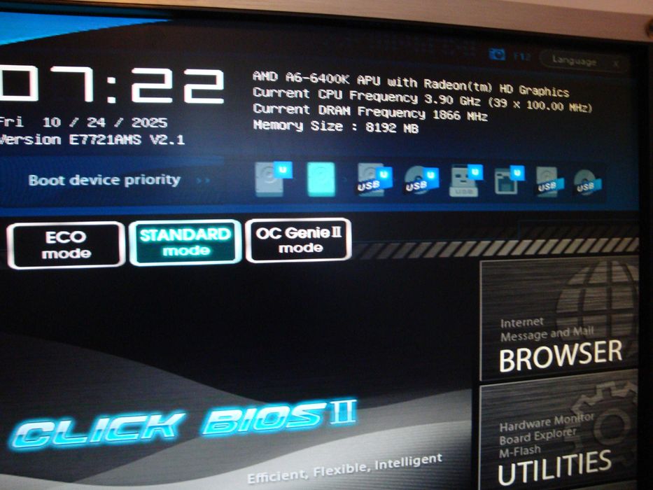 Placa de baza MSI FM2-A75MA-E35 Procesor AMD A6 6400k 8GB DDR3
