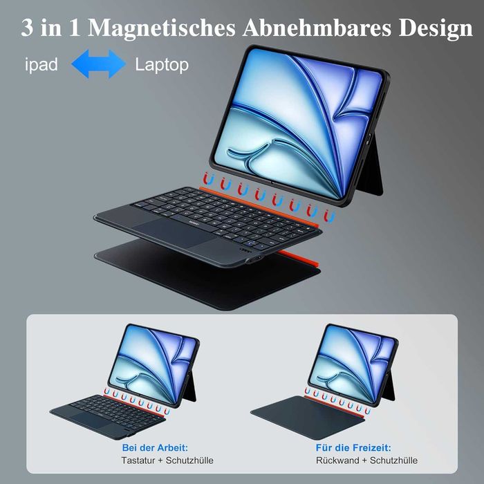 Husa iPad Air 11  inch      3 in 1 cu tastatura si touch pad