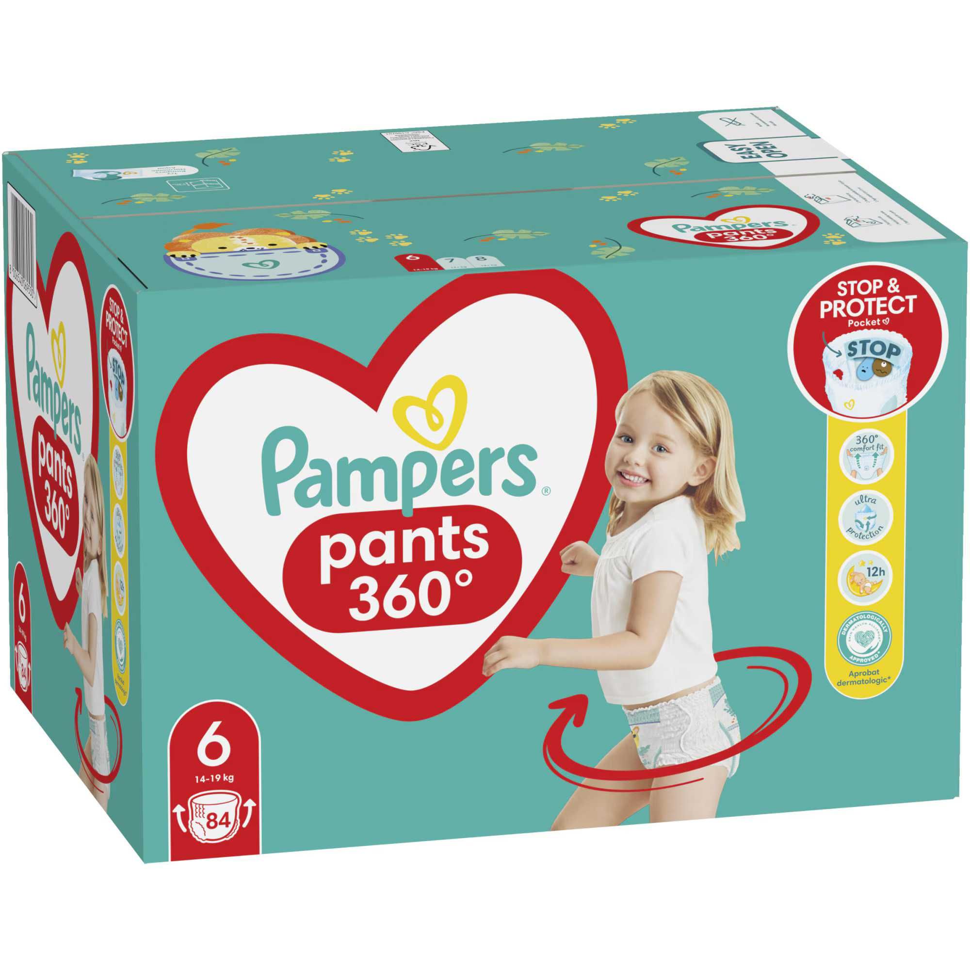 Scutece Chilotei Pampers Pants 360°, numarul 6, BAX 84 Buc 135 Lei