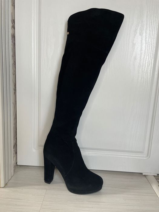 Высокие сапоги зима/ натуральная замша