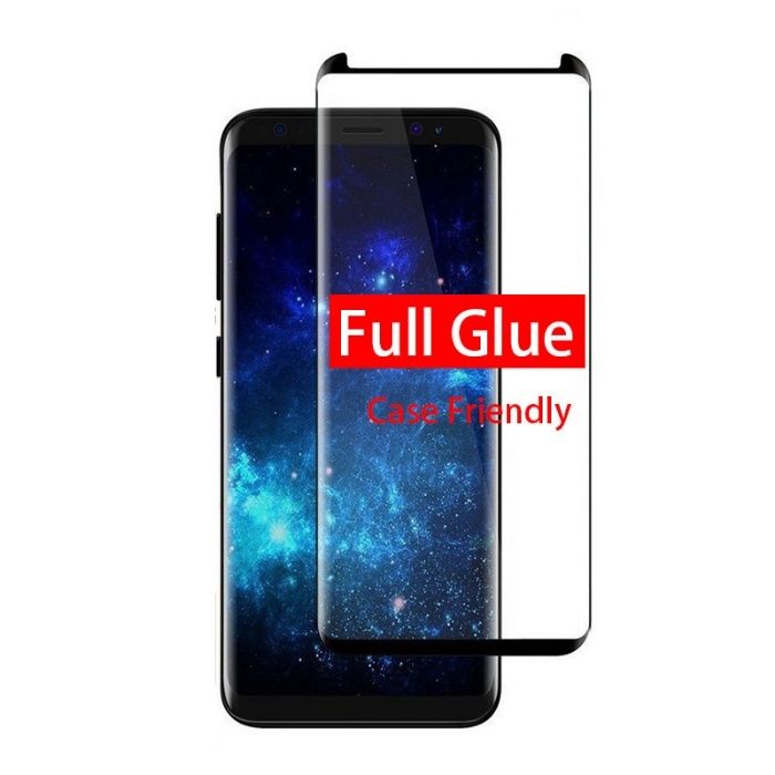 Samsung S9 S8 Folie Curbata Sticla 3D Full Adeziv Contur Negru