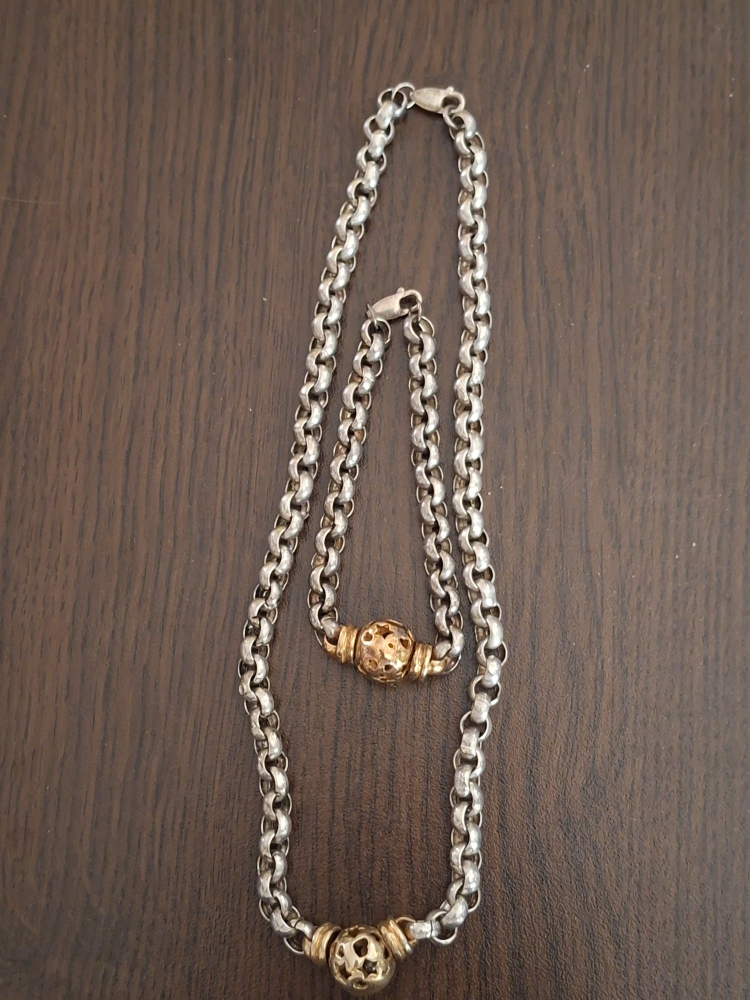 Сет сребърно колие и гривна 925пр