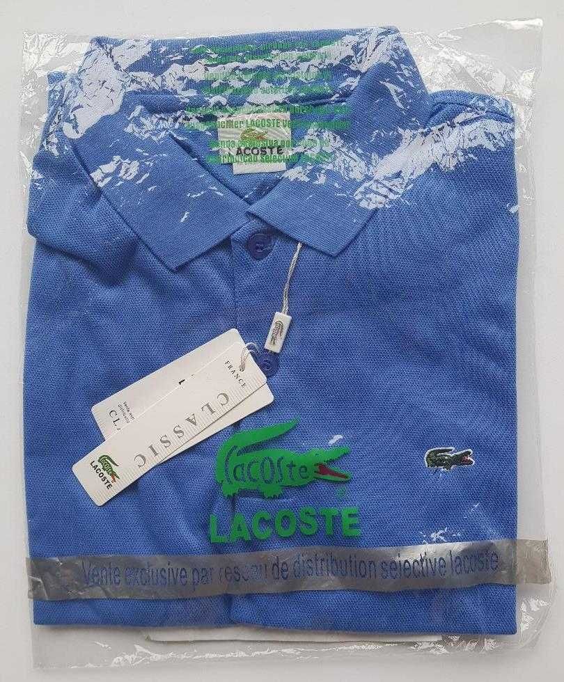 Tricou Lacoste rosu, albastru galben, negru Marime M. Nou ambalat!