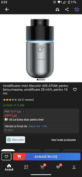 Mini umidificator portabil