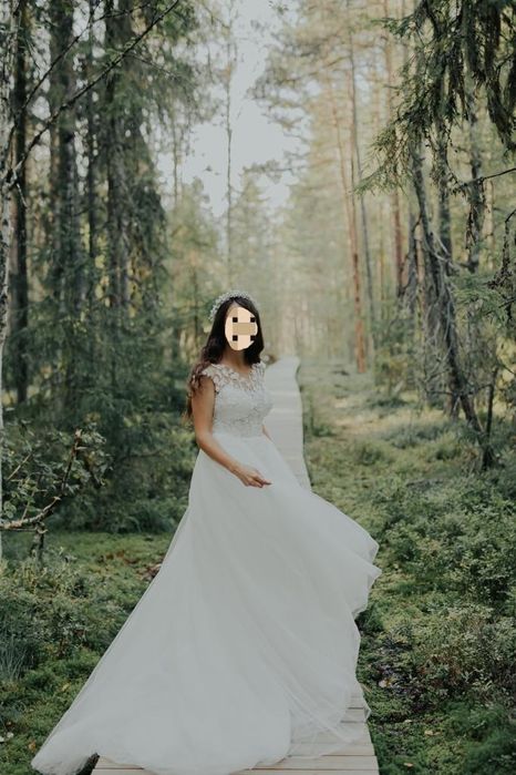 Rochie de mireasa stil prințesă + pantofi + voal lung 3 metri