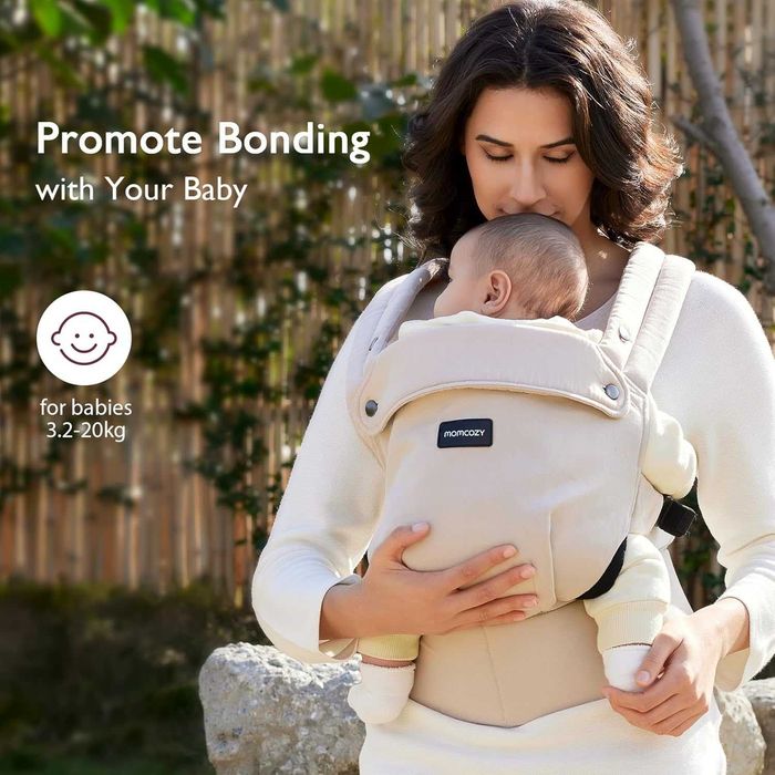 Бебешко кенгуру Momcozy PureHug, чист памучен слинг за 3-24 месеца