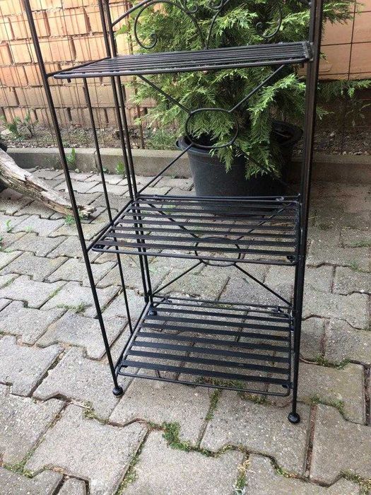 Etajera pliabila interior / exterior neagra, metal, 39x29x78 cm, 3 etj