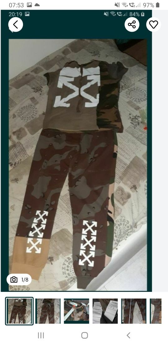 Off white tricou si pantaloni trening