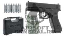 Set/Pachet Airsoft GLOCK 17 GEN4 BB + 10 CO2 + Bile + Cutie transport