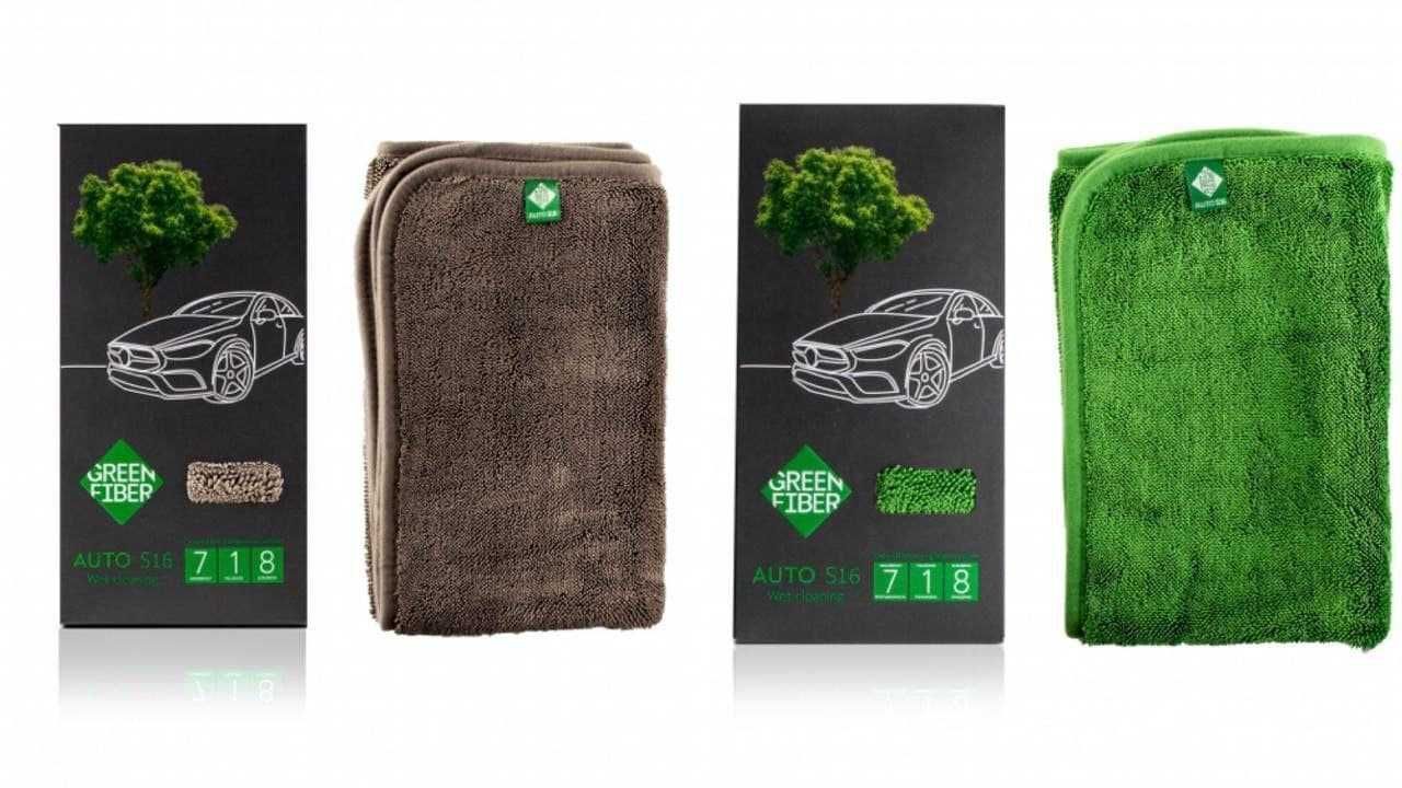 Полотенца для мытья автомобиля Green Fiber двухстороннее  Greenway