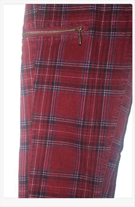 Blugi burgundy tartan Punk Rock Goth model tartan marca S.Oliver