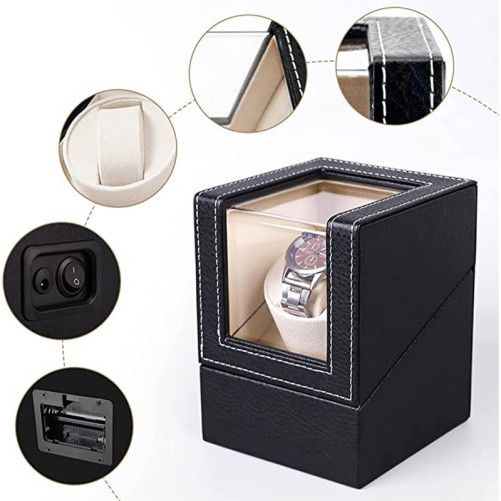 Cutie intors ceas automatic iUni, Watch Winder, Negru-Crem