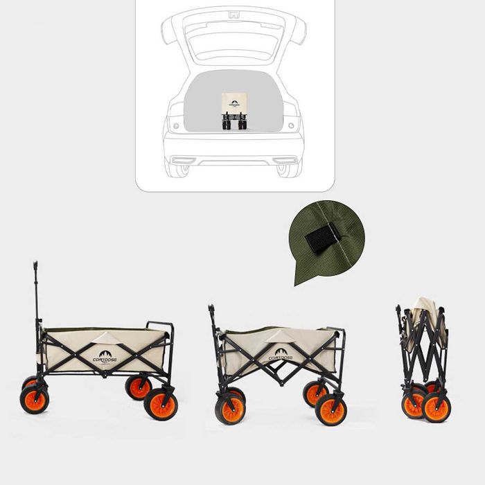 Къмпинг сгъваема количка гуми плаж пясък гора пренасяне транспорт