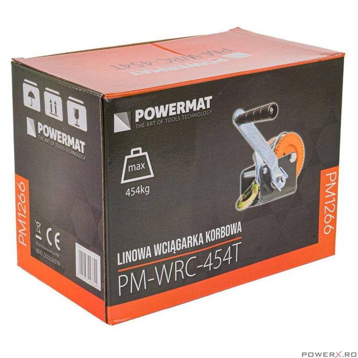 Troliu manual 454 Kg, cu cablu 5m, Powermat