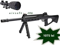 Pusca airsoft TAC6 cu luneta + 1000 bile 0.40gr + 10 CO2 + 1cp silicon