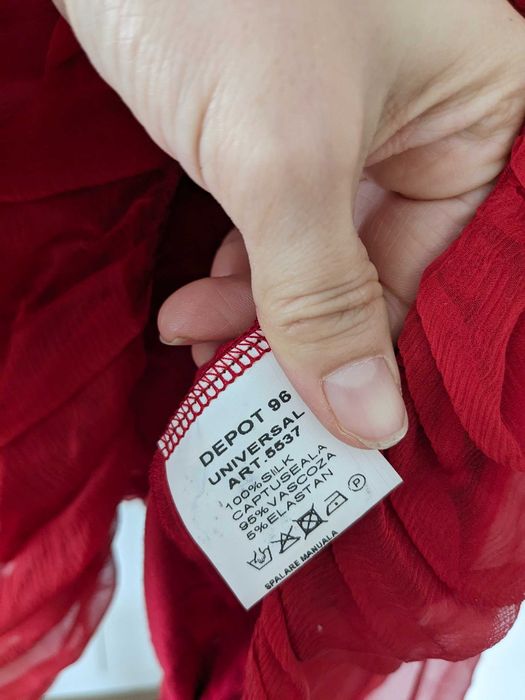 Depot 96 Bluza 100% matase rosie maneci fluture