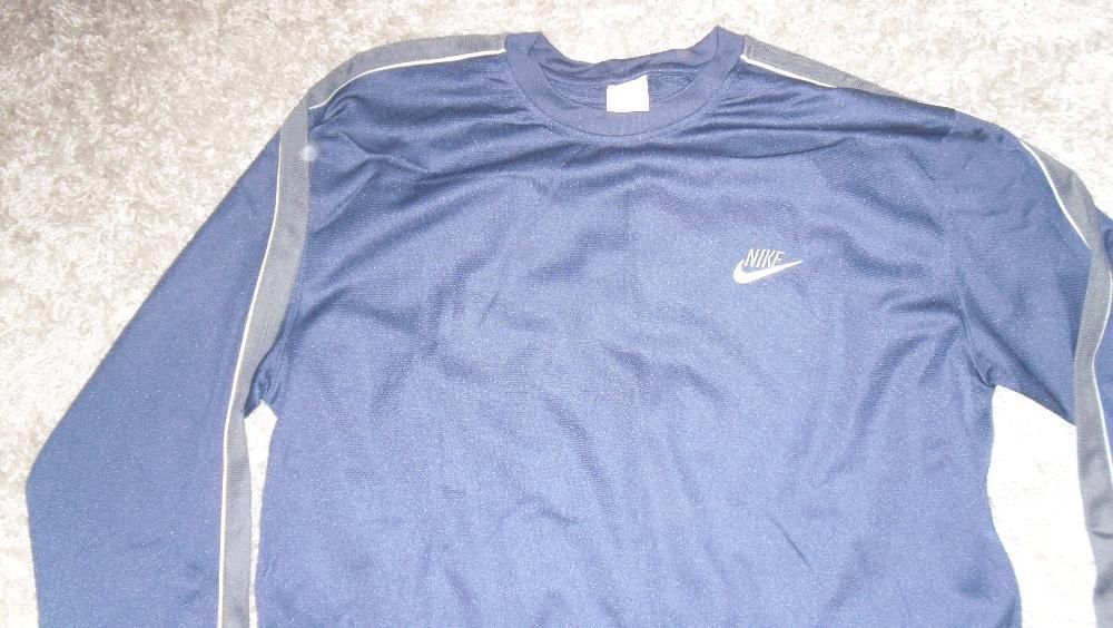 Bluza Nike XXL albastru inchis cu maneca lunga cu dunga gri originala