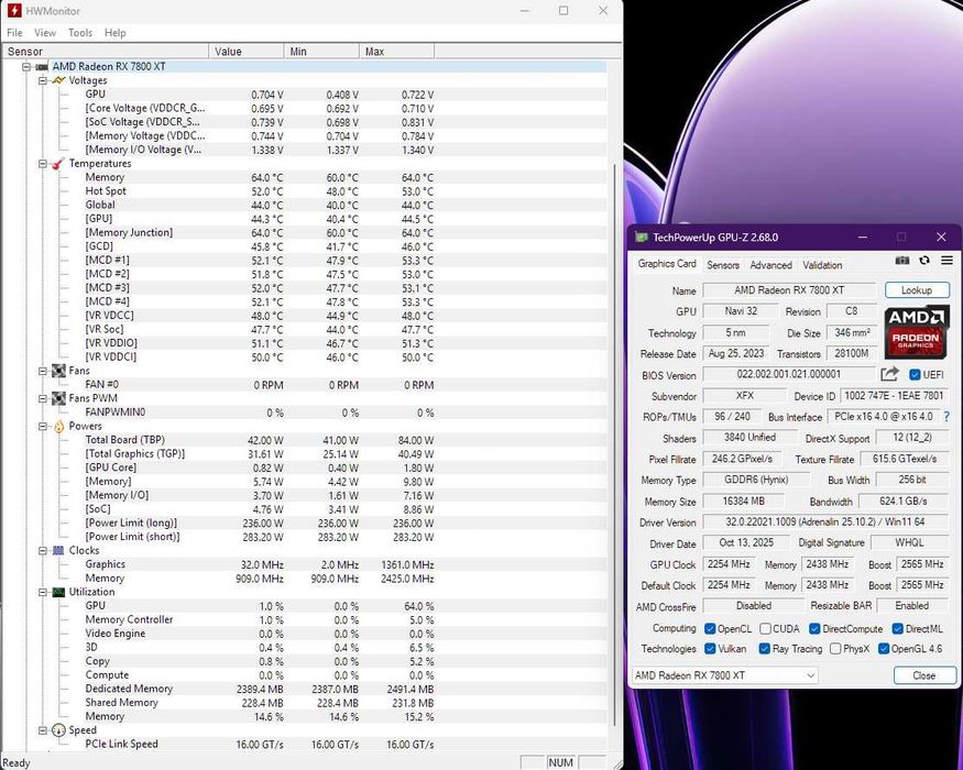 Placă video XFX RX 7800XT MERC 319 Black Edition 16GB, garanție 2027