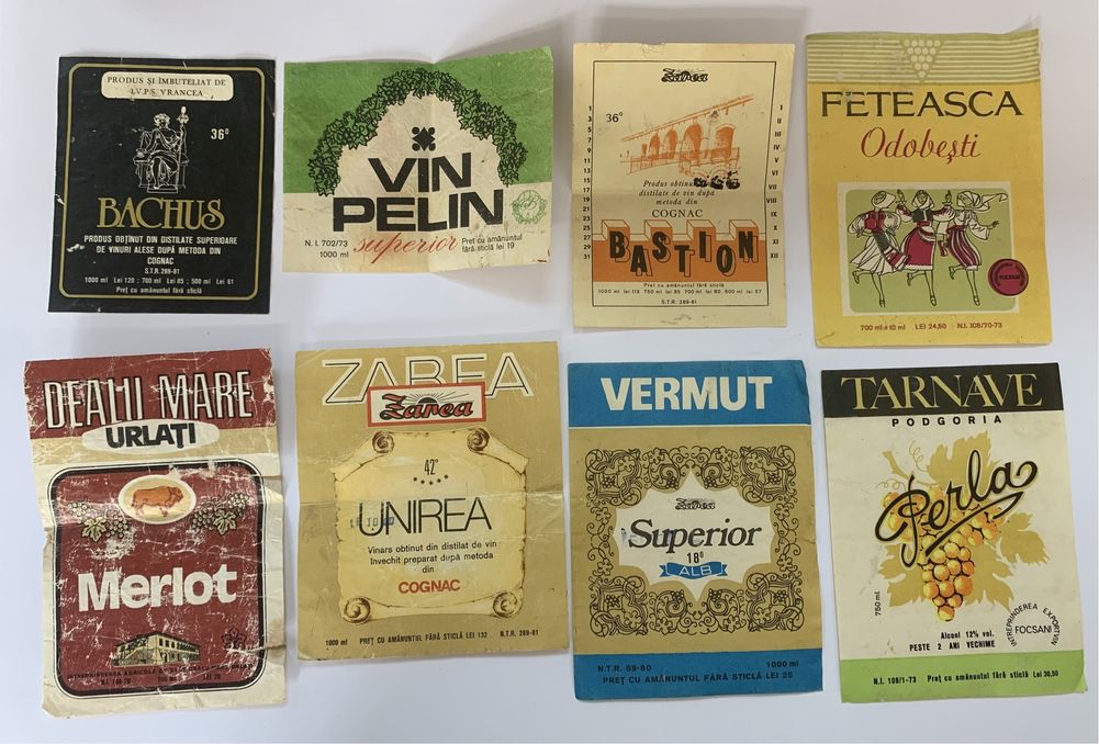 Etichete vechi Vin , Bere , Lichior / romanesti / perioada cumunista