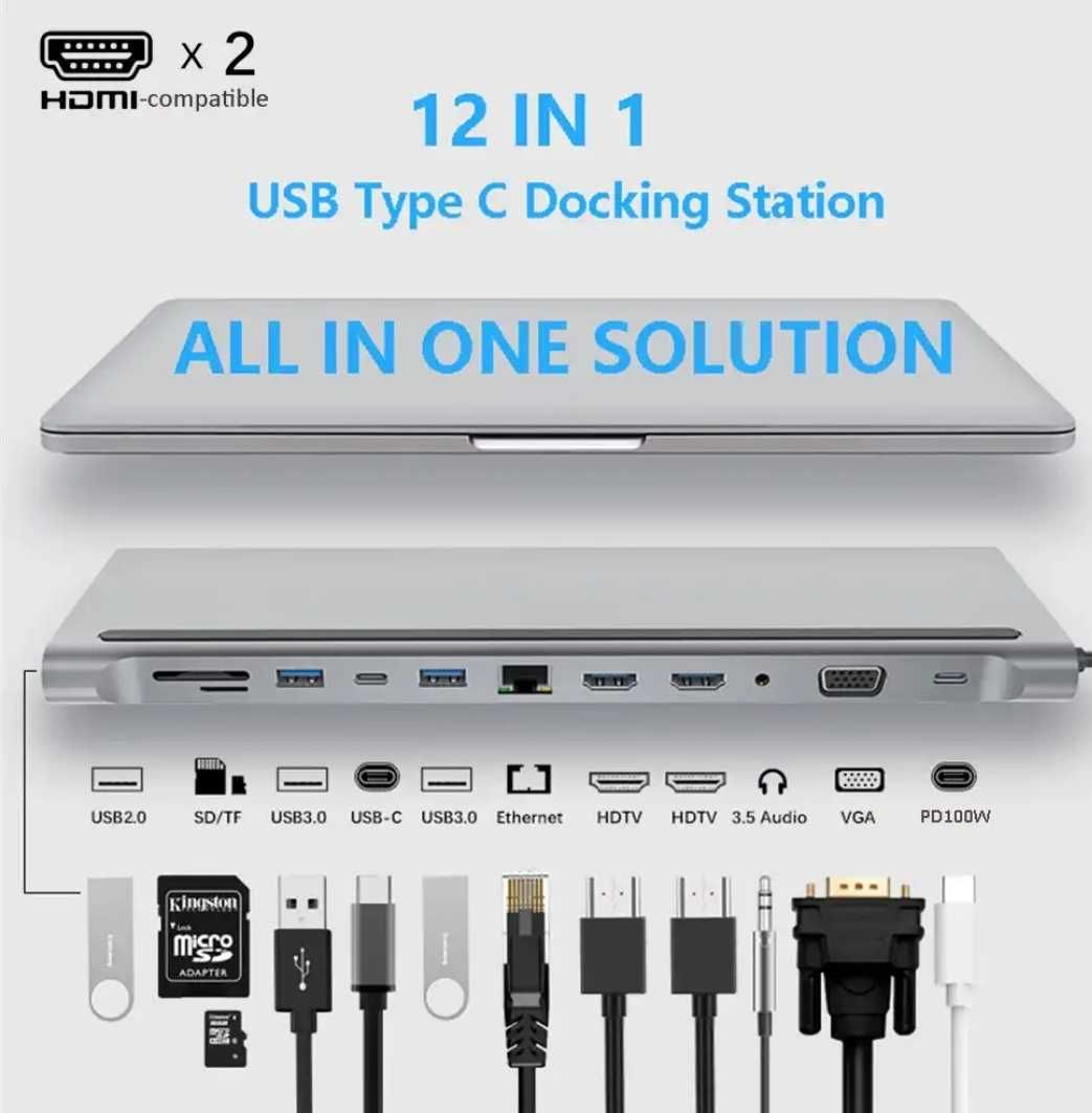 HUB Tipe C (Док станция) 13 в 1. Для MacBook. Алматы.