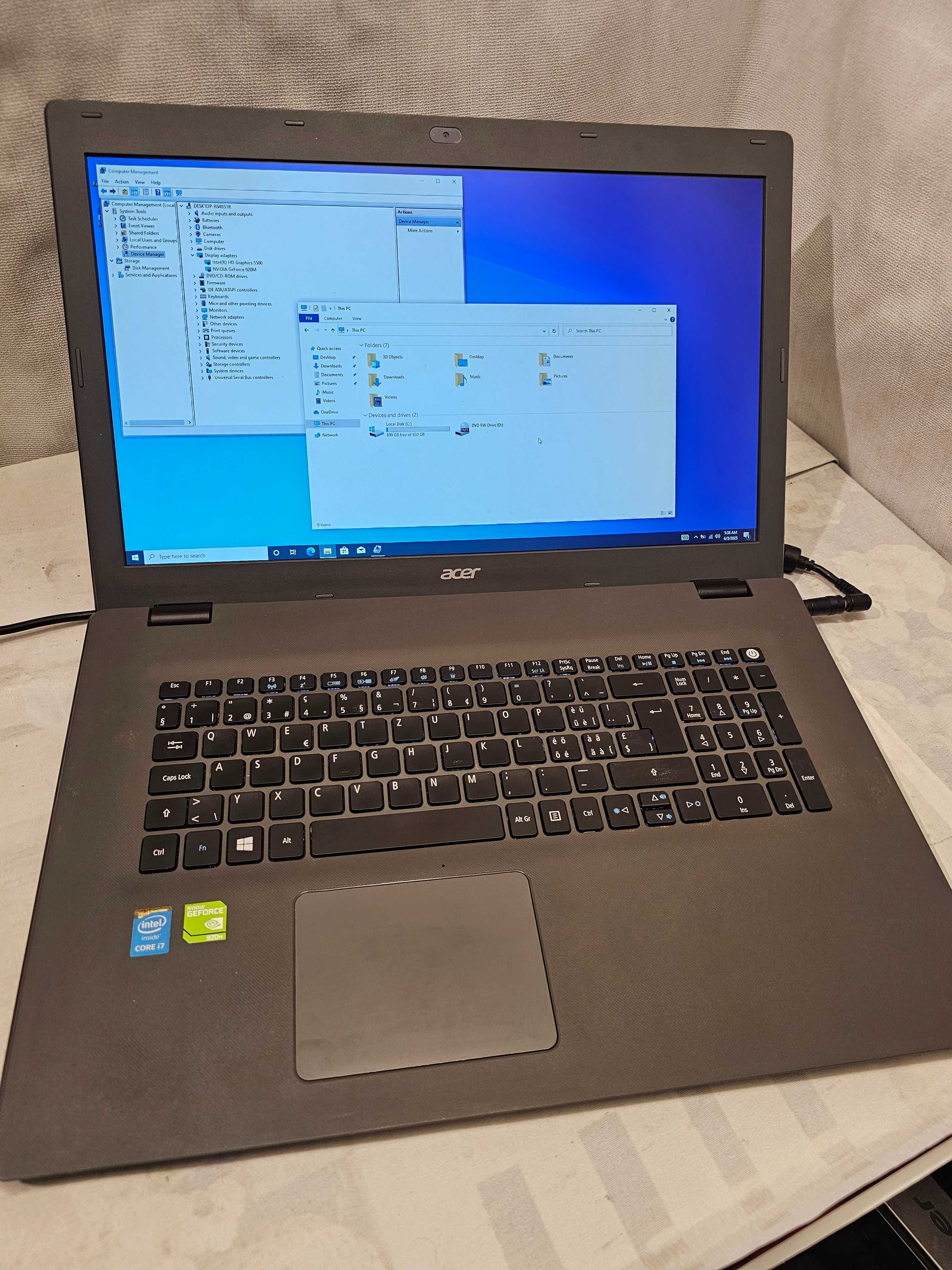 Laptop Gaming/Office "17 Acer aspire i7 5500u 16gb