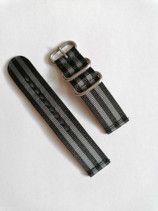 Bratara Ceas textila 22mm Curea gri-negru catarama inox Nato Militar