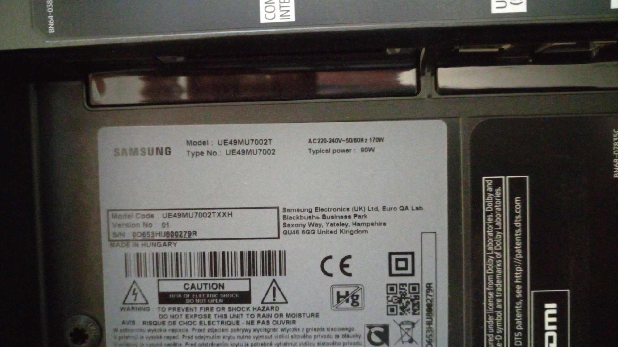 Телевизор LED Smart Samsung 49"UE49MU7002, 4K  - СЪС СЧУПЕН ДИСПЛЕЙ