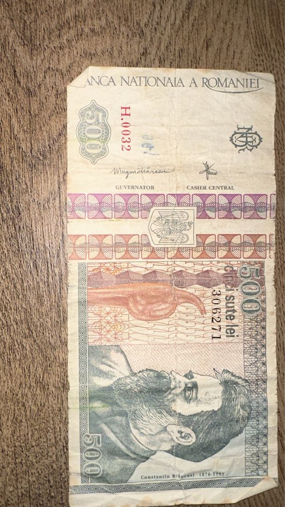 bancnota 500 lei anul 1992 seria H originala
