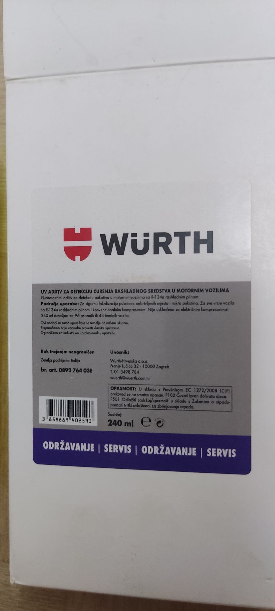 Aditiv detector fisuri A/C 240 ml, Wurth