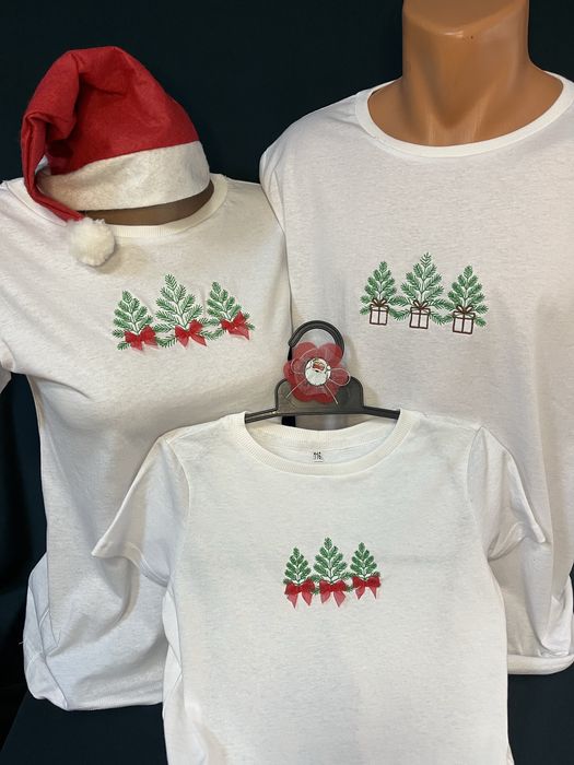 Коледни тениски с елхички и 3D панделки