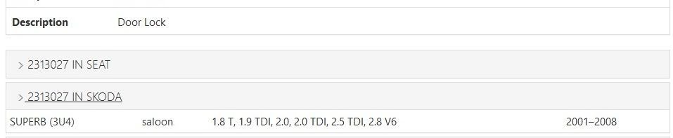 Încuietoare (broască) ușă dreapta spate Seat, Skoda, Volkswagen