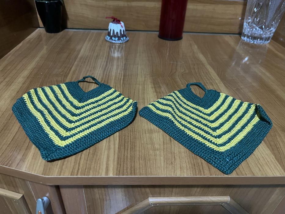 Mileu macrame cu model verde 2 bucati