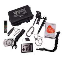 Kit supravietuire True Saviour, 13 elemente multifunctionale, negru