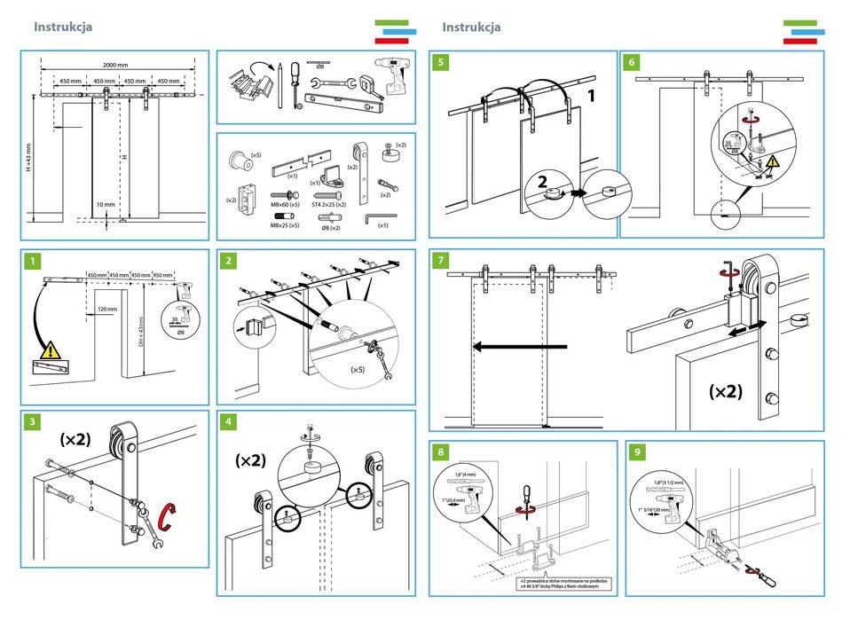 Kit complet pentru uși glisante de tip hambar Passo 7602