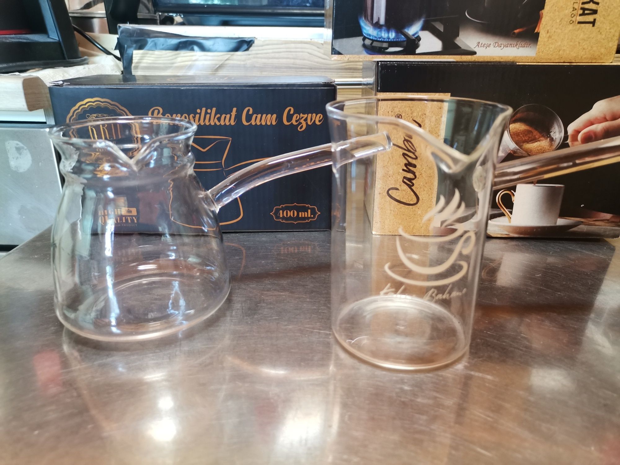 Ibric cafea turceasca sticla borosilicat