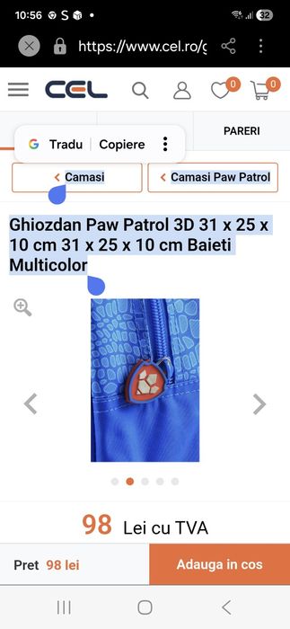 Ghiozdan Patrula Catelusilor