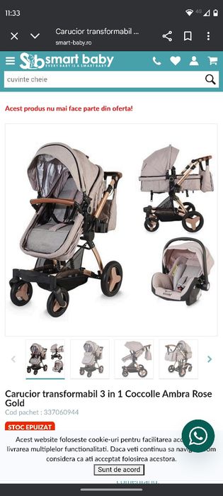 Căruț Coccolle Ambra 3 in 1, gri