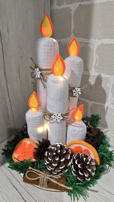 Коледни свещи от текстил