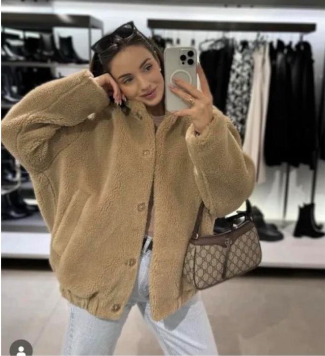 Zara teddy bomber jacket яке овърсайз