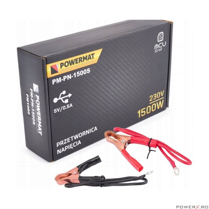 Convertor de tensiune auto, invertor tensiune 12V 230V 1500 W,