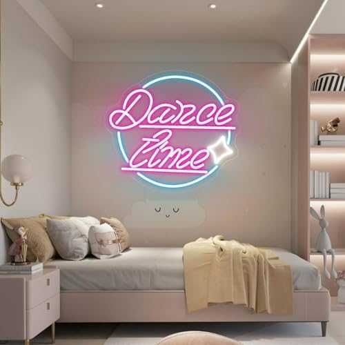 Нов Розов Dance Time Неон за Спалня Студио Бар USB Осветление Led 36см