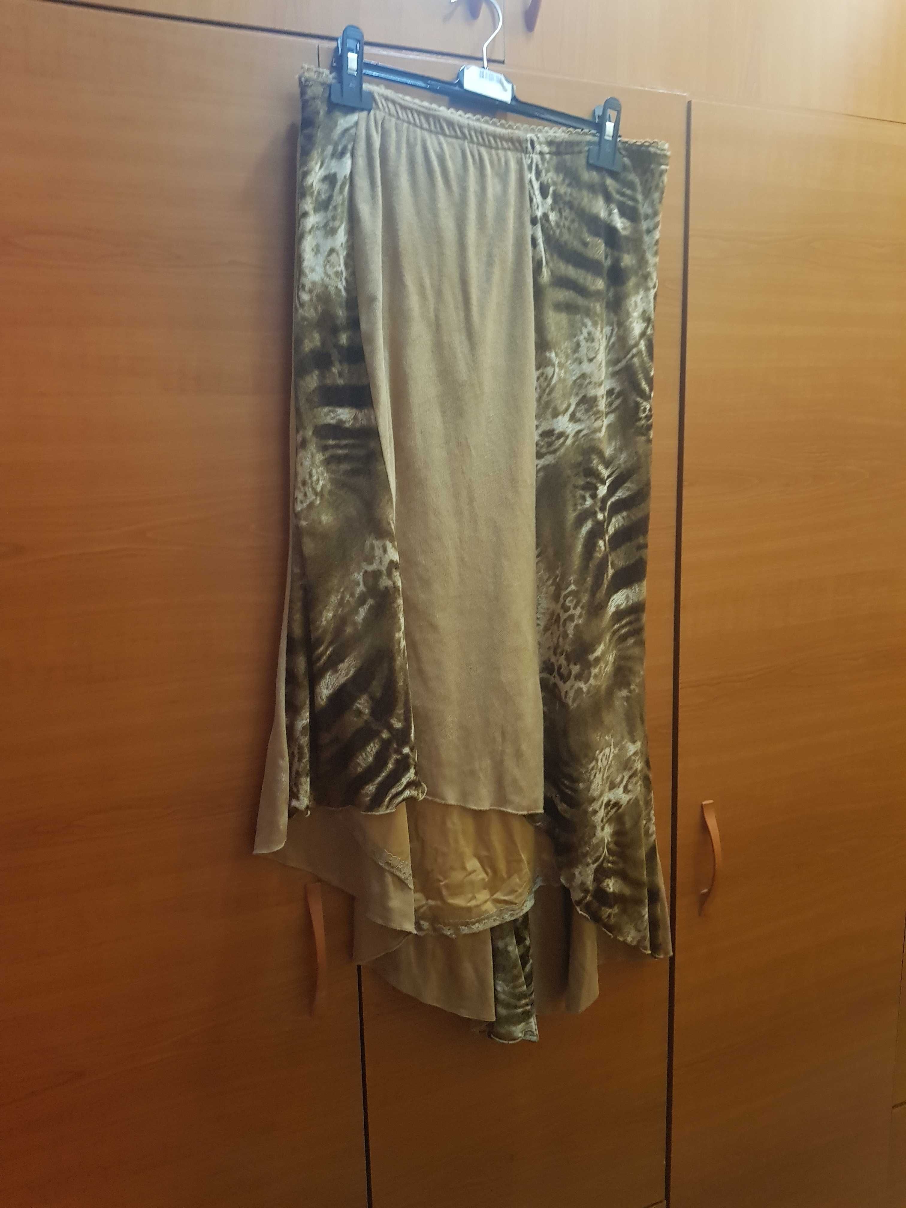 fustă damă material imitație piele de căprioară și animal print, L