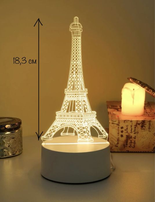 Холограмна 3D led нощна лампа