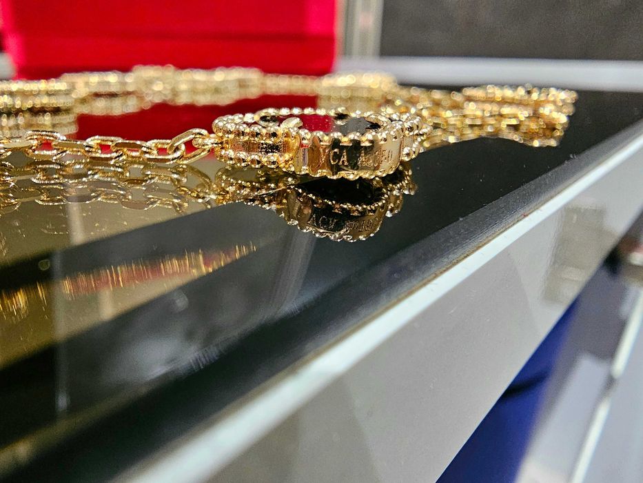 Van Cleef & Arpels VCA Rose Black Onyx 10 Motifs Alhambra Дамско Колие