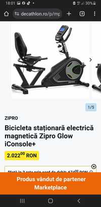 Bicicleta stationara electrica/magnetica Zipro Glow i console+